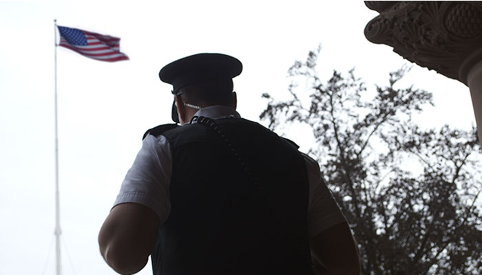 Security Guard Protecting Building